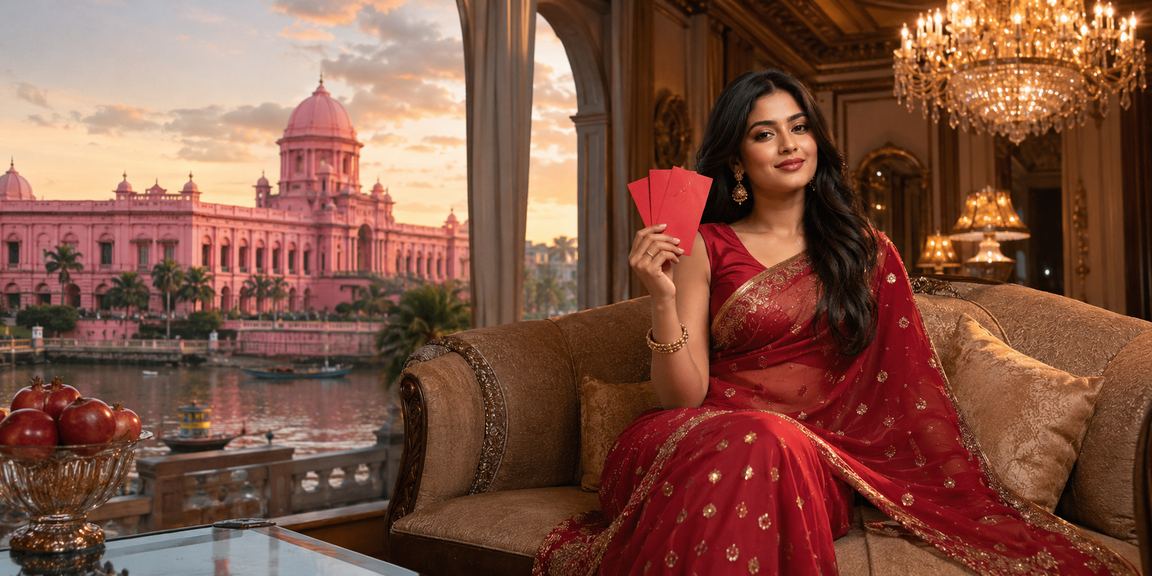 ঢাকায় রেড এনভেলপ বোনাস নিয়ে উৎসাহিত একজন বাংলাদেশি ব্যবহারকারী
